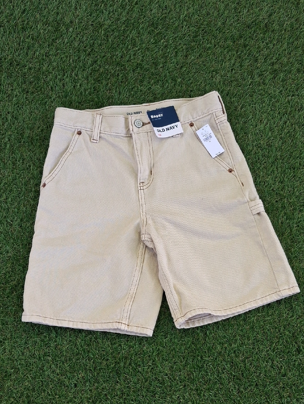 Boys 10 Old Navy Men's Beige Carpenter Cargo Shorts NWT